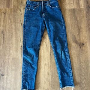 Women's Blue Jeans 25Wx27L 
Tag states 25W/30L but was cut to a 27 inch inseam